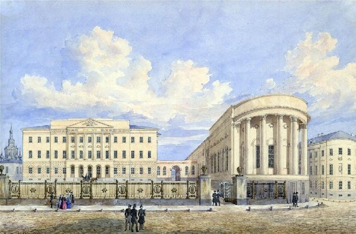здание Московского университета на Моховой с церковью святой Татьяны. Г.Ф.Барановский. 1848 год