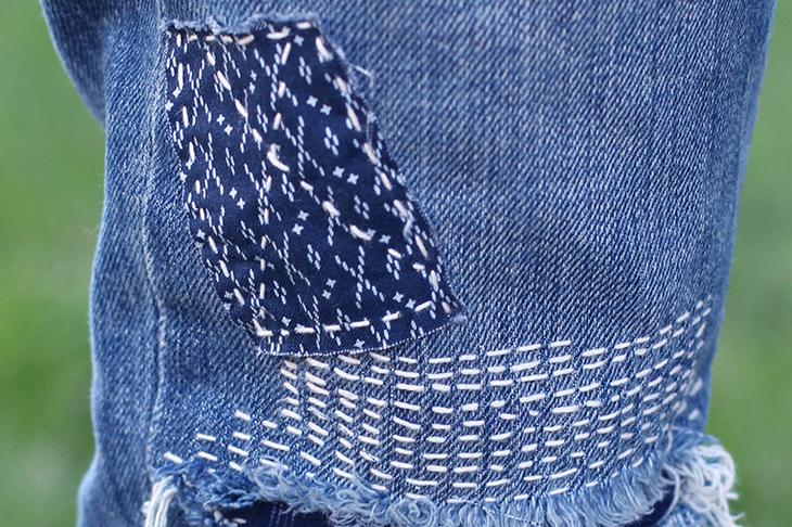 японская техника шитья боро на джинсах